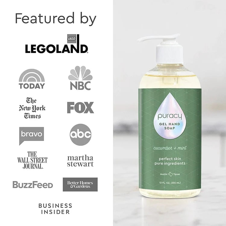 Puracy lavender vanilla gel hand soap in a pump bottle, set of 2, moisturizing hand soap with natural ingredients
