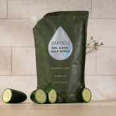 Puracy lavender vanilla gel hand soap in a standard pack of two, featuring a clear pump bottle with lavender and vanilla scent.