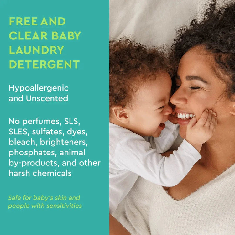 Puracy baby laundry detergent bottle showcasing unscented formula designed for gentle washing of baby clothes and linens.
