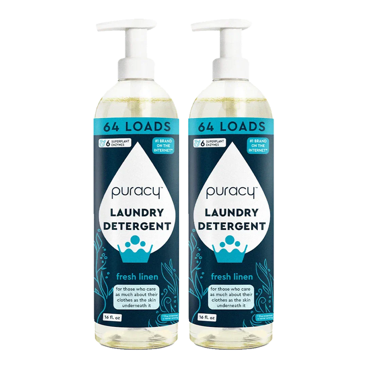 Puracy concentrated sulfate-free laundry detergent bottle, unscented, suitable for all fabric types, eco-friendly cleaning product
