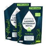Puracy concentrated laundry detergent in a bottle, sulfate-free and unscented, designed for effective clean laundry.