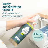 Puracy concentrated sulfate-free laundry detergent in a white bottle, suitable for gentle and effective laundry cleaning.