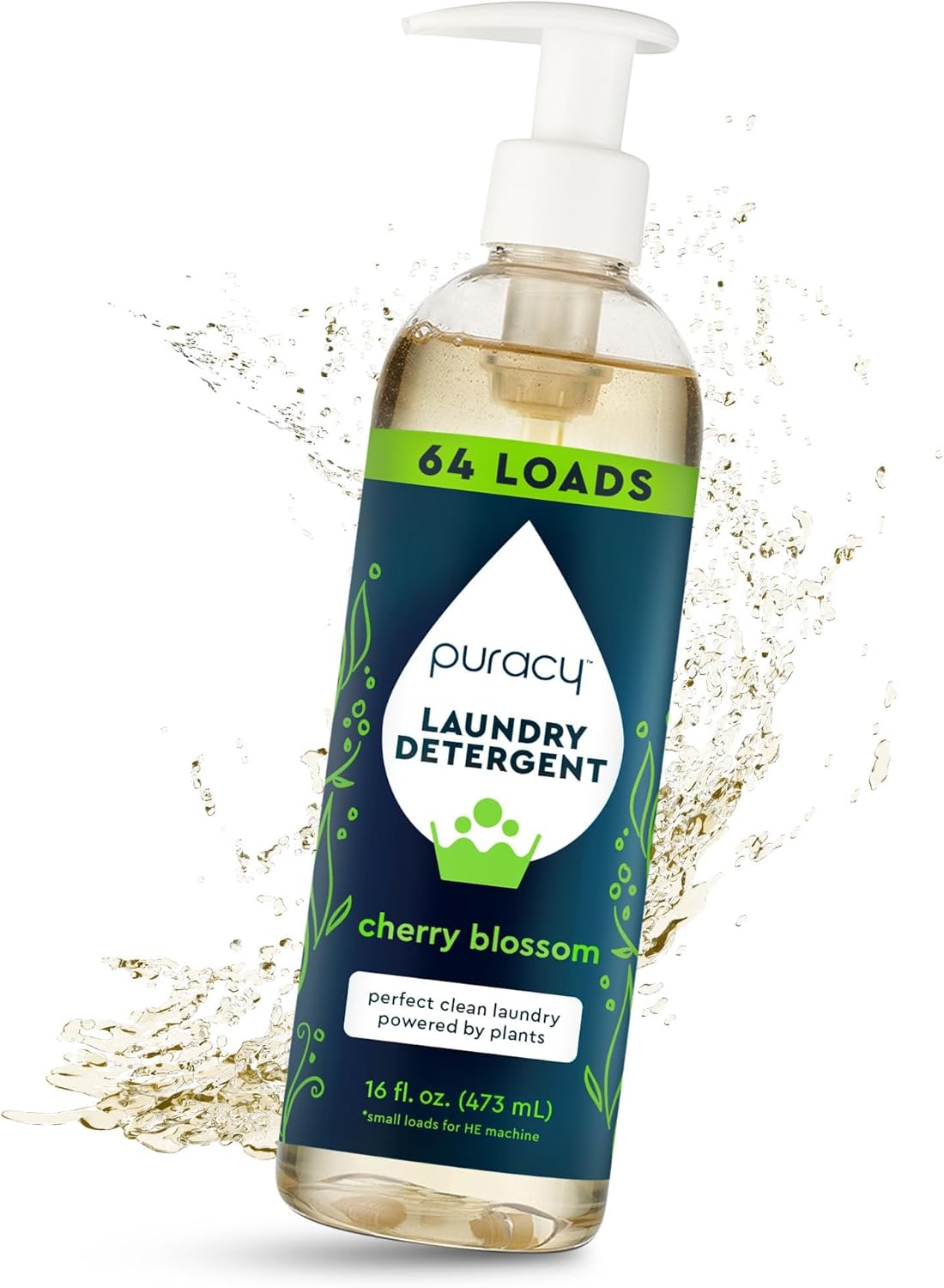 Puracy concentrated laundry detergent in a bottle, sulfate-free and unscented, suitable for all laundry types.