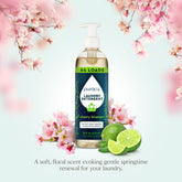 Puracy concentrated sulfate-free laundry detergent in a clear bottle with a white cap, suitable for all laundry types.