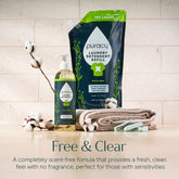 Puracy unscented concentrated laundry detergent in a clear bottle, sulfate-free formula for effective cleaning of clothes.