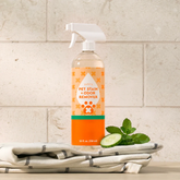 Puracy Pet Stain & Odor Remover with cucumber mint scent, natural pet stain and odor remover in a spray bottle.