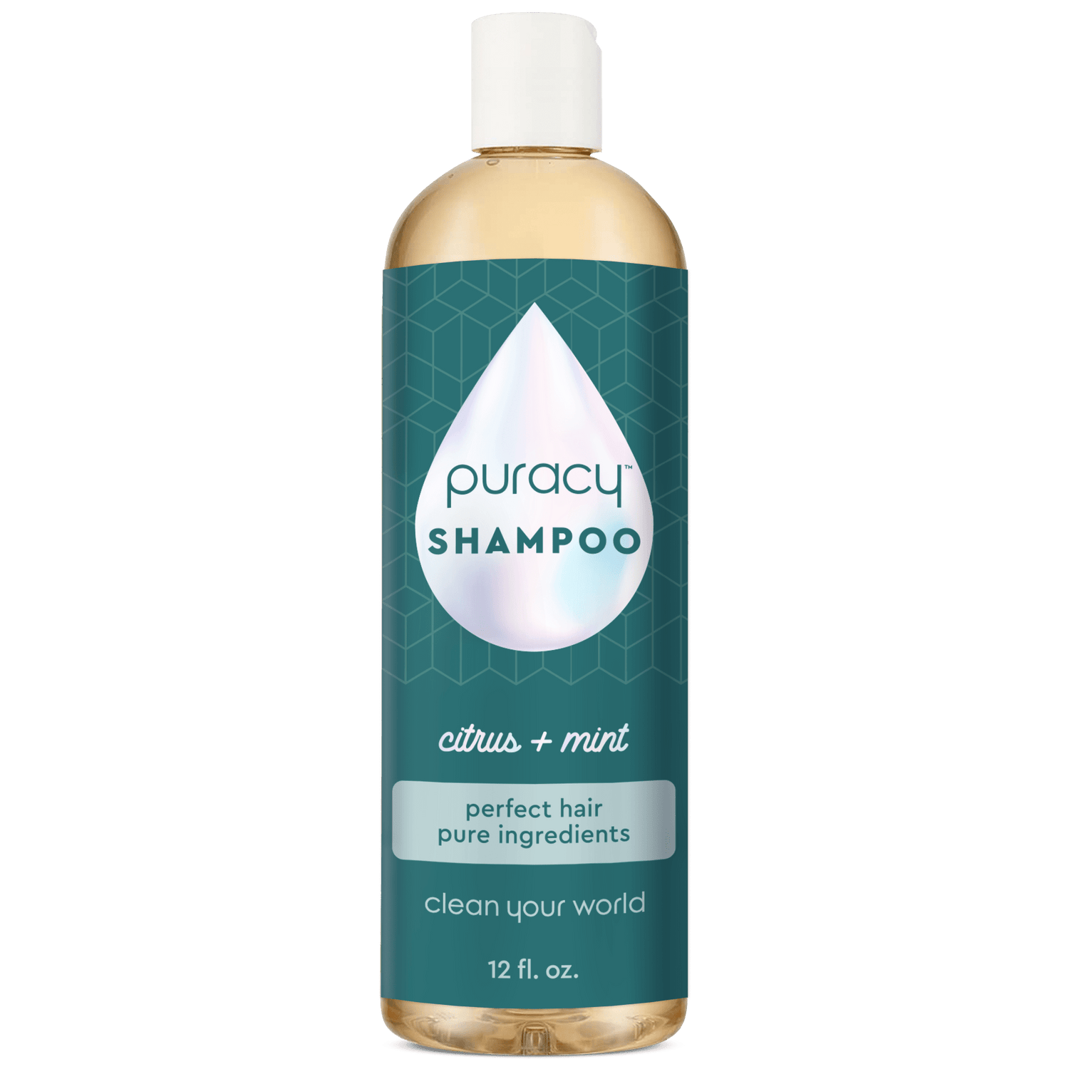 Puracy citrus mint sulfate, paraben, silicone-free shampoo bottle with fresh citrus and mint scent, suitable for all hair types.