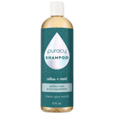 Puracy citrus mint sulfate, paraben, silicone-free shampoo bottle with fresh citrus and mint scent, suitable for all hair types.