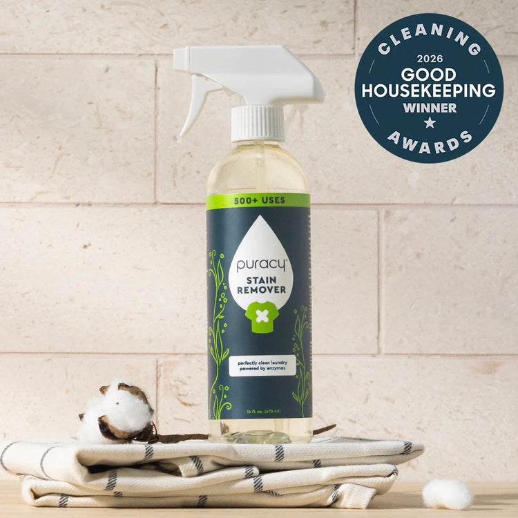 Puracy unscented laundry stain remover bottle, designed to treat stubborn stains on clothing and fabric.