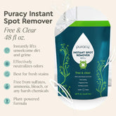 Puracy Unscented Instant Spot Remover bottle with label, designed for removing stains from fabrics and upholstery.