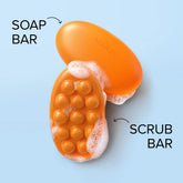 Maree Turmeric Kojic Soap and Scrub set with soap bar and exfoliating scrub in containers, highlighting natural skincare ingredients.