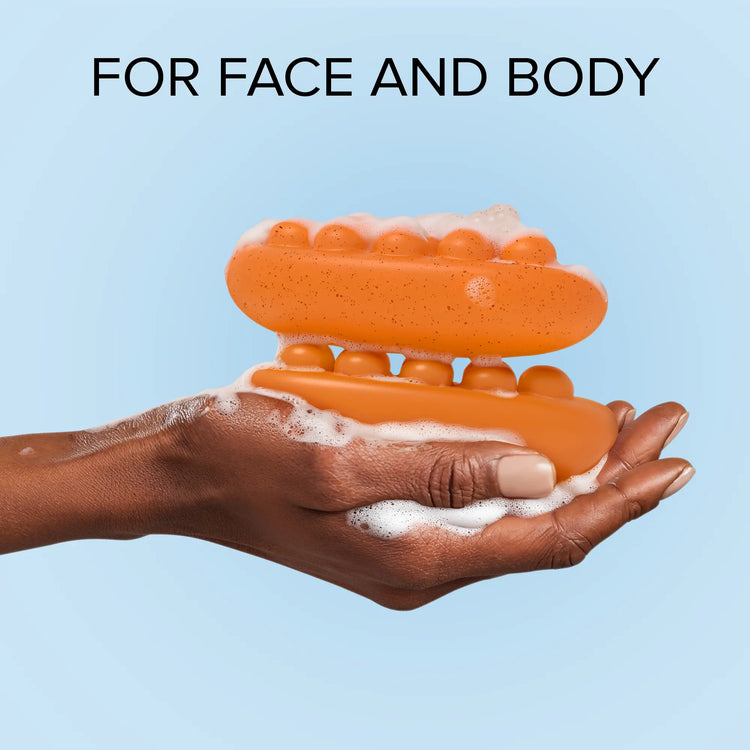 Maree Turmeric Kojic Soap and Scrub bar with natural turmeric and kojic ingredients, showing the soap and scrub in a clean setting