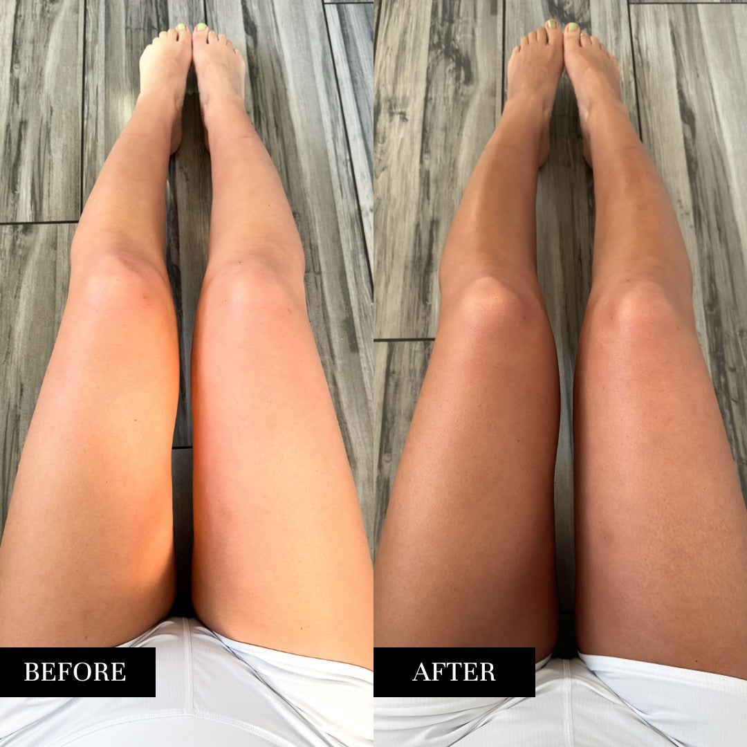 Rose Gold Sunless Face & Body Self Tanning Bundle with multiple products for a natural, glowing tan in the Complete Glow Collection.