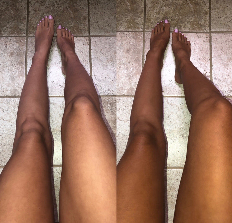 Rose Gold Sunless Rapid Rinse Self Tanning Mousse in dark neutral bronze, a whipped foam self-tanner for a natural bronze glow.