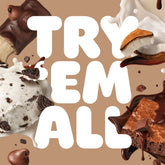 Stack of BUILT Chocolate Milkshake Puff snacks in various flavors, showcasing the crispy, chocolatey puffed treats.