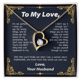 14k white gold finish "To My Love From Husband" necklace in a box, elegant jewelry perfect for Valentine&