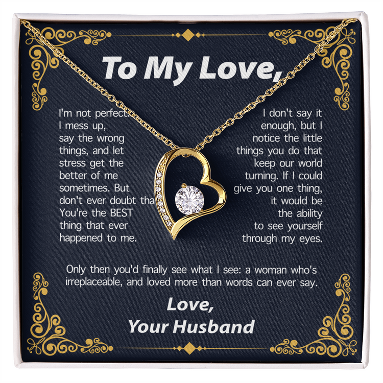 14k white gold finish "To My Love From Husband" necklace in a box, elegant jewelry perfect for Valentine&