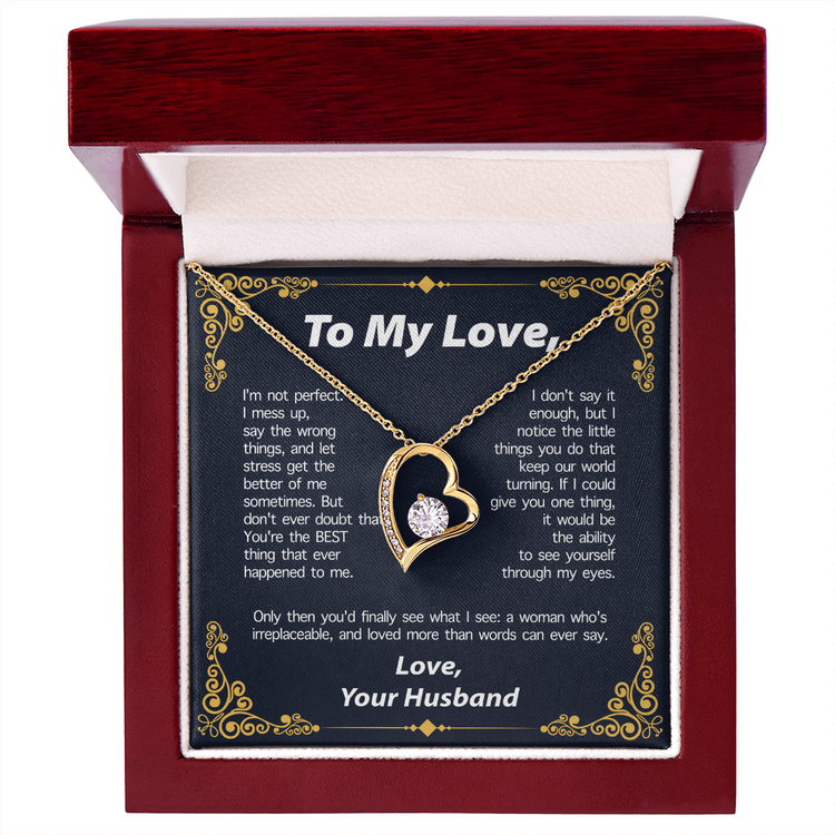 14k white gold finish "To My Love From Husband" necklace in a box, perfect for Valentine&