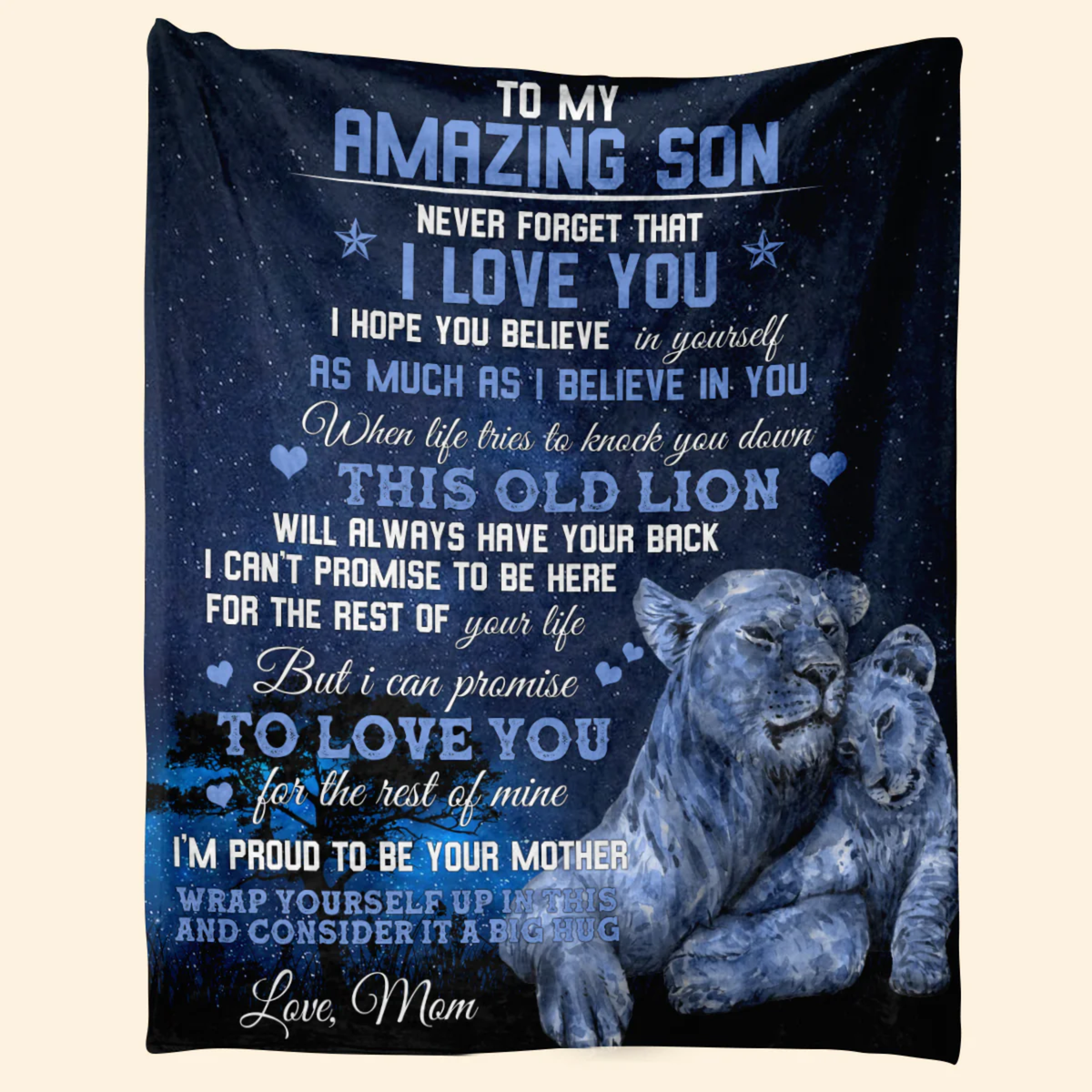 Soft fleece blanket for son from TEELUVS.COM, small 30x40 inches, perfect gift for a warm hug from mom.
