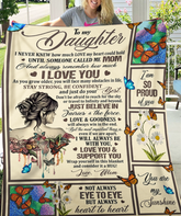 Soft fleece blanket from TEELUVS.COM with heartfelt message for daughter, measuring 30x40 inches, perfect gift of love from mom.