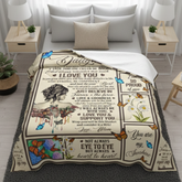 Fleece blanket for son with heartfelt message from mom, featuring soft fabric and a warm, comforting design from TEELUVS.COM.