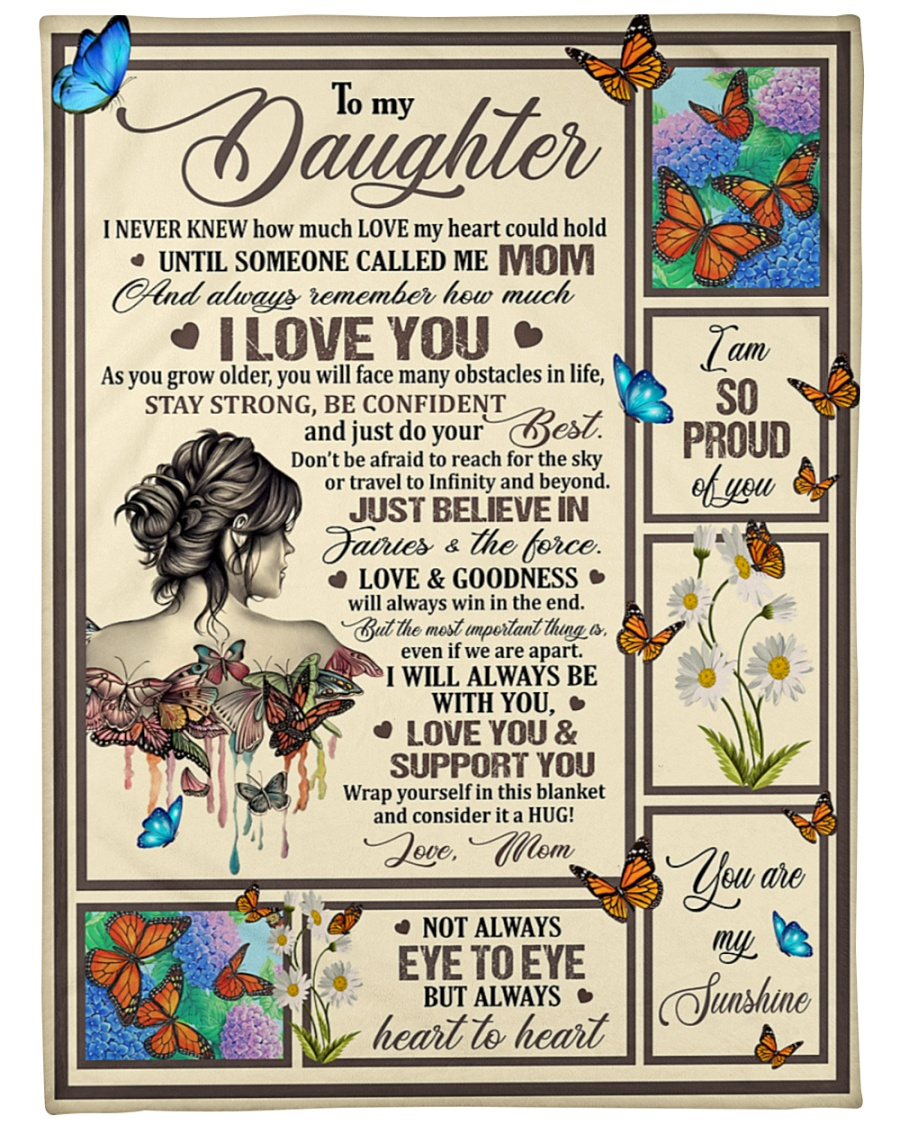 Soft fleece blanket for son with heartfelt message from mom, measuring 30x40 inches, featuring a loving "To My Beloved Daughter" design.