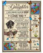 Soft fleece blanket for son with heartfelt message from mom, measuring 30x40 inches, featuring a loving "To My Beloved Daughter" design.