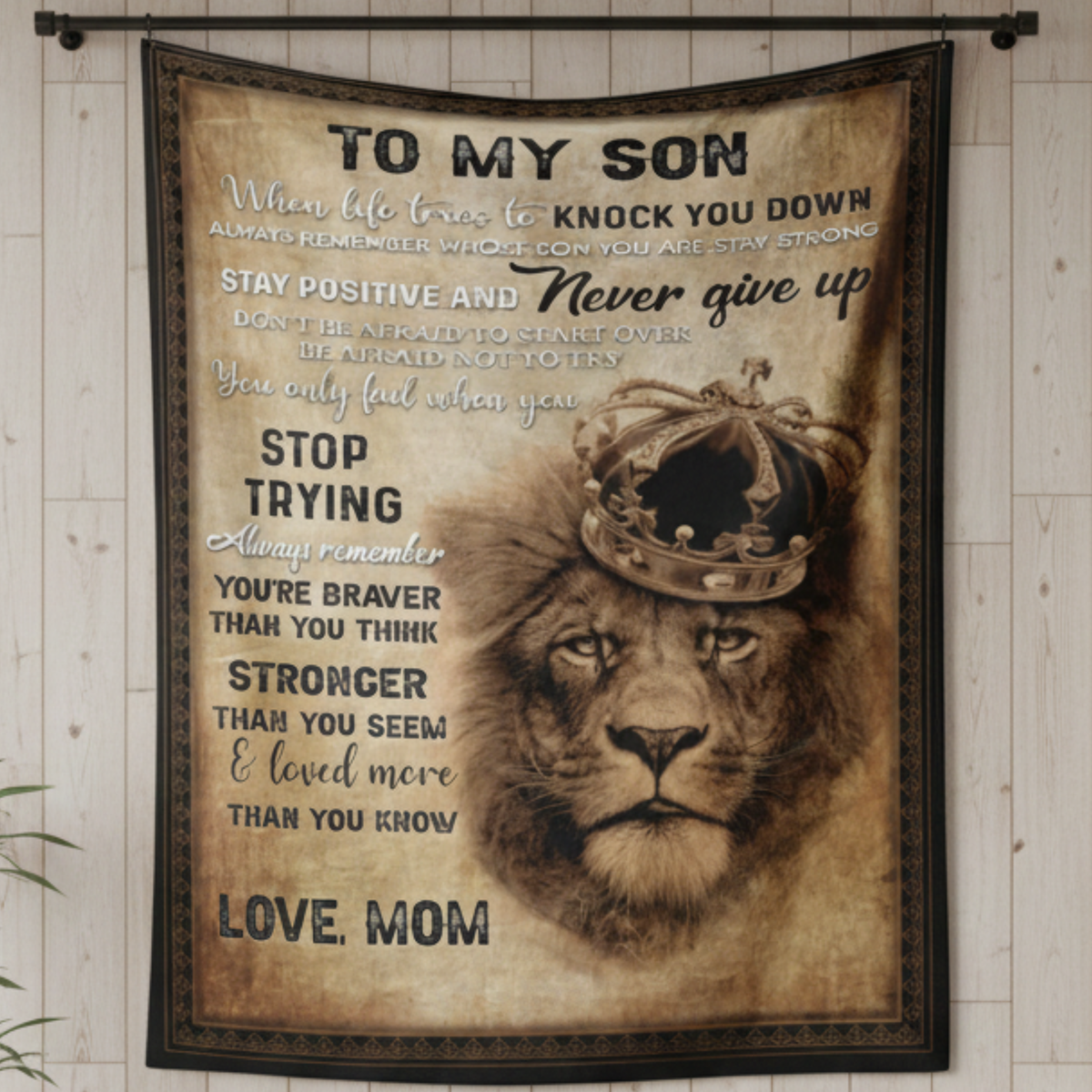 Fleece gift blanket for son with "To My Dear Son – A Gentle Hug from Mom" message, 30x40 inches, soft and cozy from TEELUVS.COM