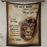 Fleece gift blanket for son with "To My Dear Son – A Gentle Hug from Mom" message, 30x40 inches, soft and cozy from TEELUVS.COM