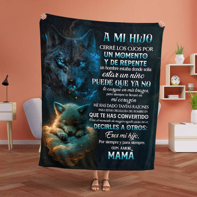 Soft Sherpa fleece blanket for son, cozy gift from mom, 30x40 inches, warm and comfortable, ideal for relaxing and staying warm.