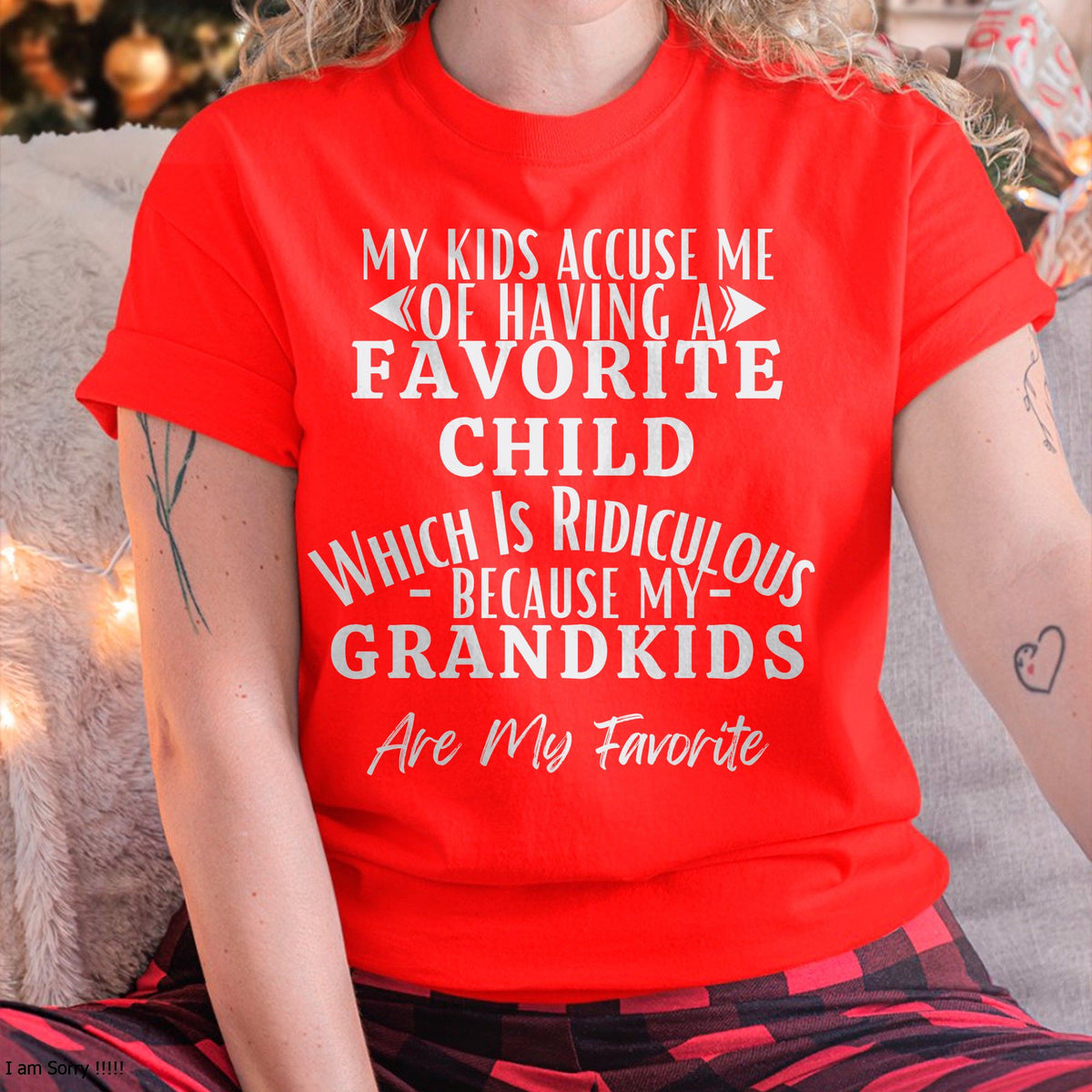 Black T-shirt for men featuring humorous text about favorite grandkids, from the TEELUVS.COM husband collection.
