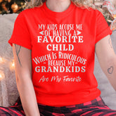 Black T-shirt for men featuring humorous text about favorite grandkids, from the TEELUVS.COM husband collection.
