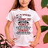White T-shirt for granddaughter with "If I’m spoiled it’s my grandma’s fault" printed design, by TEELUVS.COM.