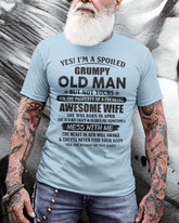 White t-shirt by TEELUVS.COM featuring "Awesome Wife April" text, perfect gift for your husband, casual graphic tee.