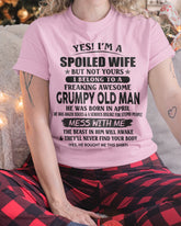 White t-shirt featuring a grumpy old man April design, ideal for gifting to your wife, by TEELUVS.COM.