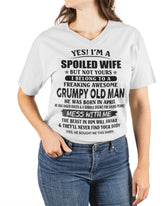 White T-shirt featuring a grumpy old man April design, perfect gift for your wife, by TEELUVS.COM.