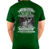 Black T-shirt for husband with humorous "I Am Not Perfect But I Have An Awesome Wife" graphic, from TEELUVS.COM.