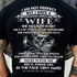 Black TEELUVS.com T-shirt for wife with humorous "I am not perfect but I have an awesome wife" print, size S/M.