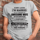 White TEELUVS.com t-shirt for women with humorous "Sorry Ladies I&