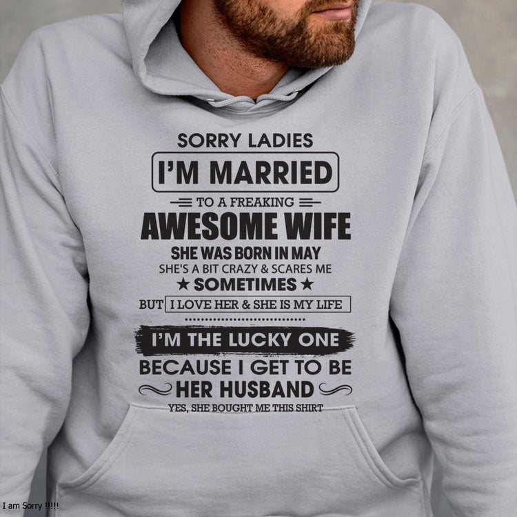 White TEELUVS.com T-shirt featuring the humorous "Sorry Ladies I&