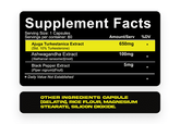 Repp Sports Raze Turkesterone+ testosterone booster capsules, supplement facts label with 60 capsules for muscle building.