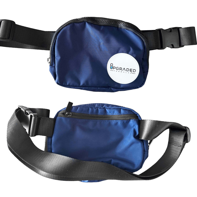 Upgraded Formulas® Everywhere Belt Bag in black with adjustable strap and multiple zippered compartments.