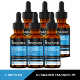 Upgraded Formulas® magnesium liquid supplement bottle, promoting sleep, digestion, calm, and focus with natural ingredients.