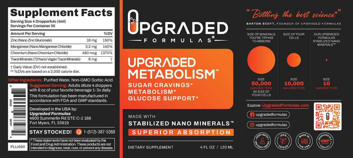 Upgraded Formulas® Sugar Support supplement bottle with 30 servings, showing the label and product details on the packaging.