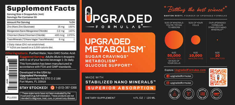 Upgraded Formulas® Sugar Support supplement bottle with 30 servings, showing the label and product details on the packaging.