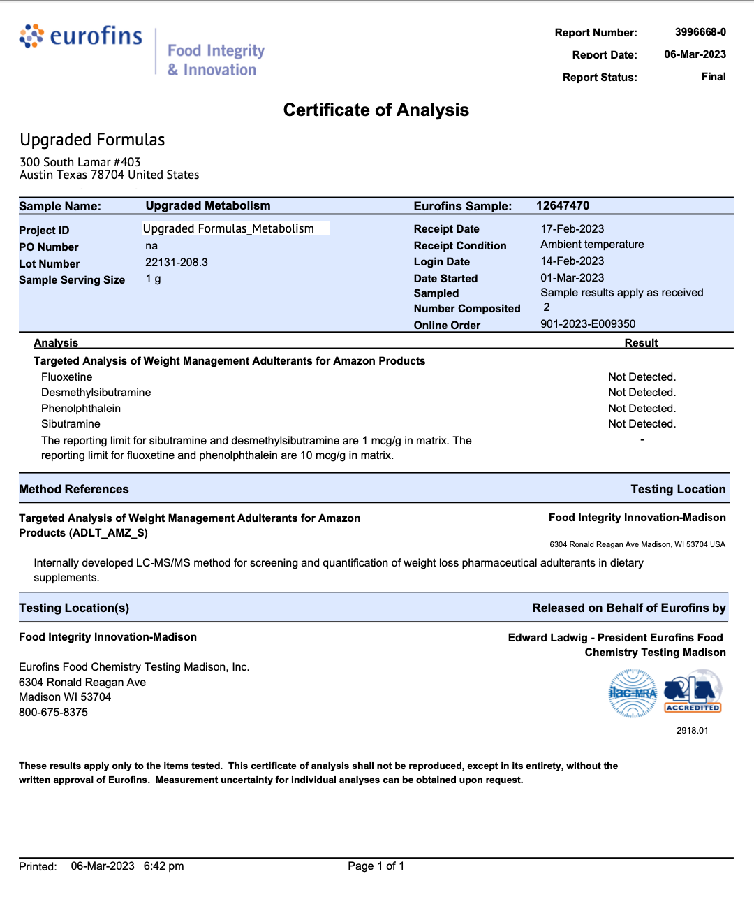 Upgraded Formulas® Upgraded Metabolism Sugar Support supplement bottle with 30 servings and supplement facts label.